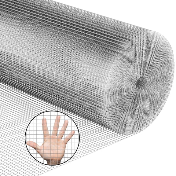 Hardware Cloth Chicken Wire Mesh Galvanized Wire Mesh 48inx100ft 23 Gauge Heavy Duty Galvanized Wire Fence Chicken Fence for Chicken Poultry Coop, Animal, Fencing,Garden Protection