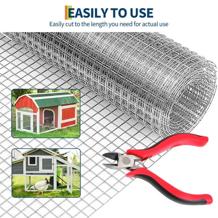 Hardware Cloth Heavy Duty Galvanized Chicken Wire Mesh Roll, Hot-Dipped After Welding for Chicken Coop, Rabbit Cages Garden Fencing – Poultry Netting