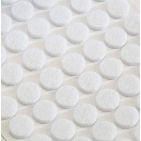 Hardware Heavy Duty Self-Adhesive Felt Pad Bumpers, 3/8" Diameter, 1/8" Height, Round, White, Pack of 168 - ROKFELTP38WHT
