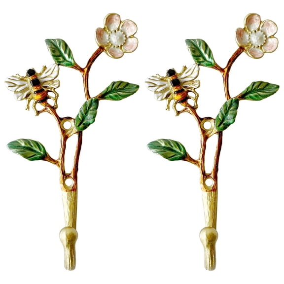 Hardware Hooks Bee Decorative Metal 2 Pack for Coats Keys Hats Towels