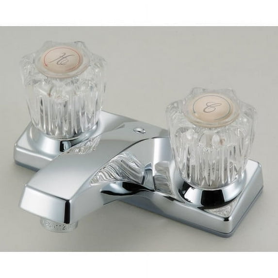 Hardware House Two Handle Bathroom Faucet with Chrome Finish and Acrylic Handles