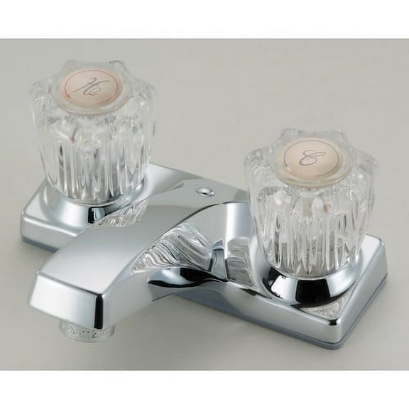 Hardware House Two Handle Bathroom Faucet with Chrome Finish and Acrylic Handles