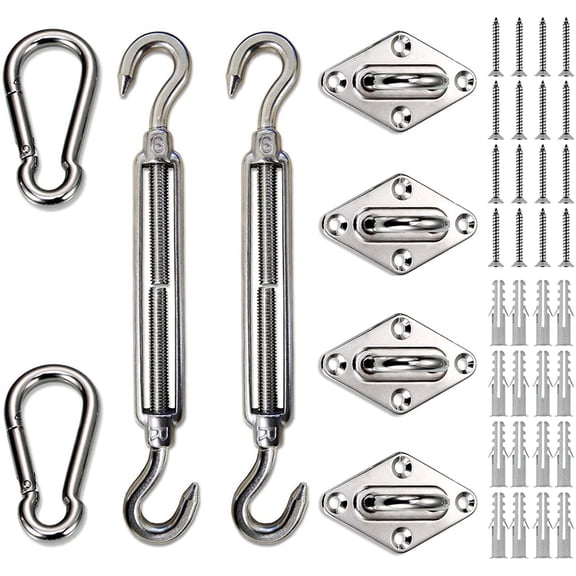 Hardware Kit 6 Inches Stainless Steel for Recle and Square Sun Shade Sail Installation