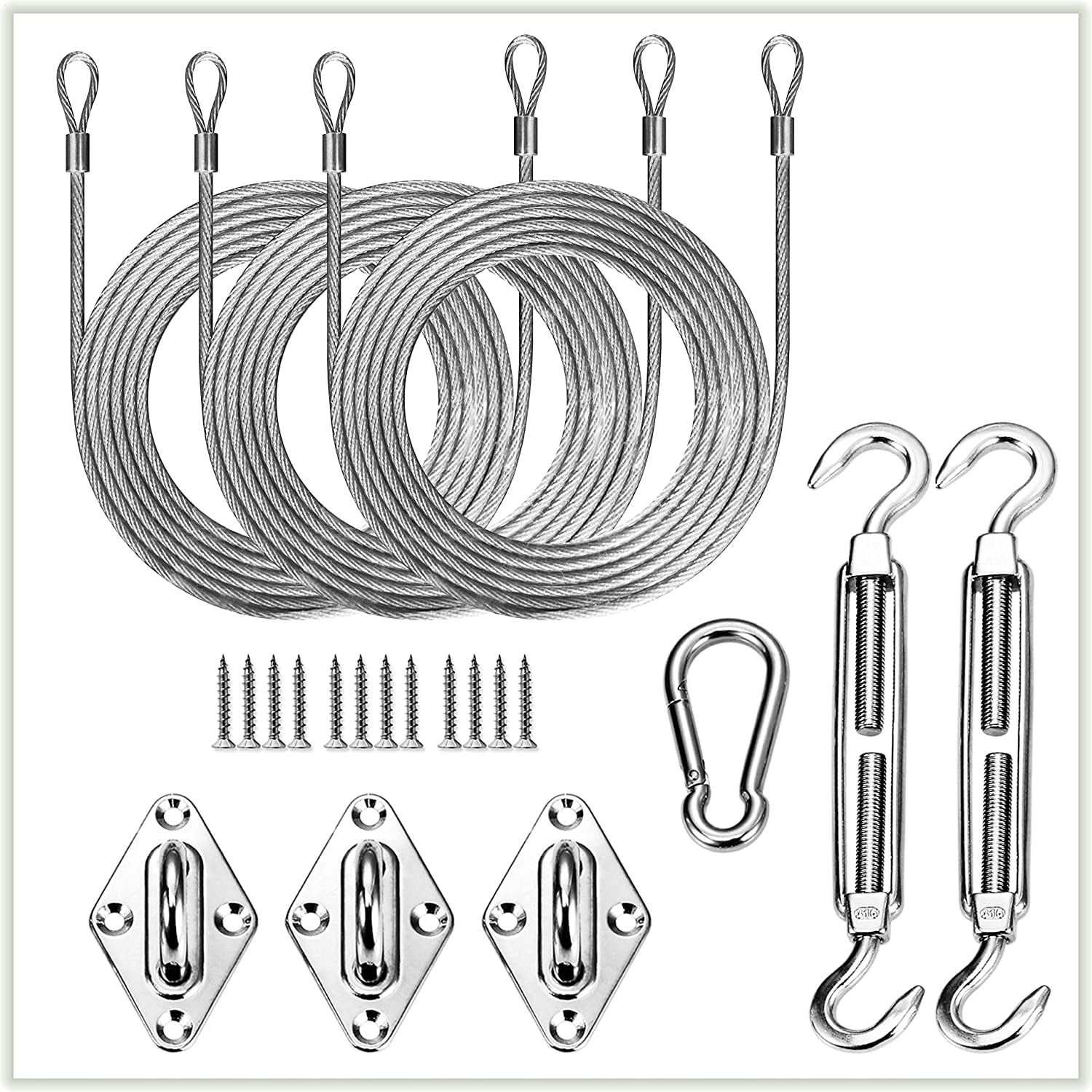 Hardware Kit Set for Triangle Sun Shade Sails Canopy, EasyTensioning
