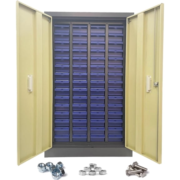 Hardware Organizer 60 Small Drawers Part Cabinet with Door Storage Cabinet Parts Storage Box Mid Tool Chest for Parts