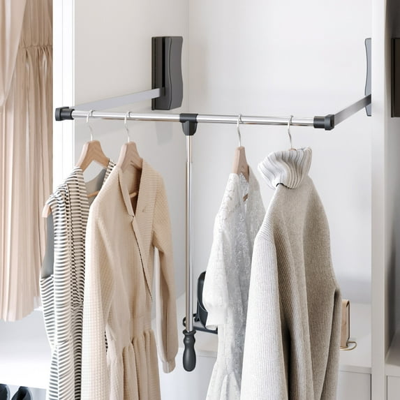 Hardware Resources 1521 Expanding 21" To 24" Wide Pull Down Clothes Closet Rod Wardrobe