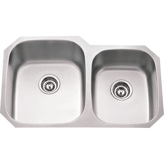 Hardware Resources 801L 32" Undermount Double Basin Stainless Steel Kitchen Sink -