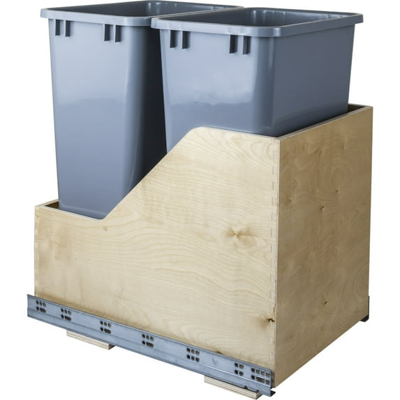 Hardware Resources Can-Wbmd50 Bottom Mount Double Pull Out Trash Can - Grey