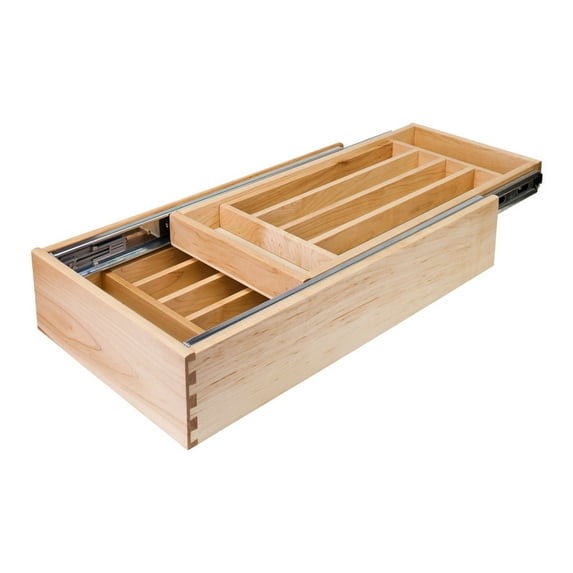 Hardware Resources Cd21 17-1/2" Double Tier Cutlery Utensil Organizer Drawer Tray For 21"