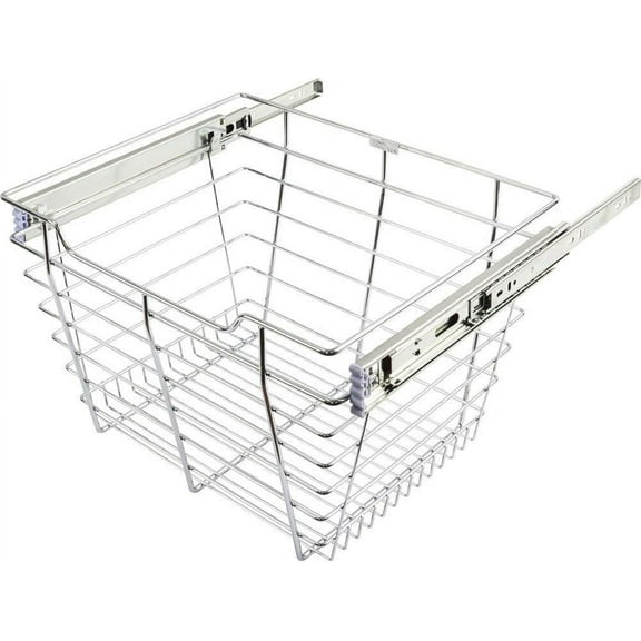 Hardware Resources Chrome Closet Pullout Basket 14" D x 17" W x 11" H (Silver)