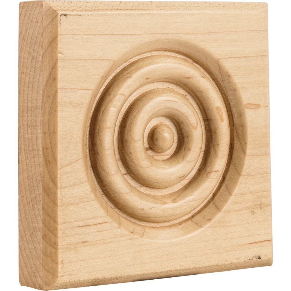 4" x 4" Natural Maple and Oak Carved Rosette Molding