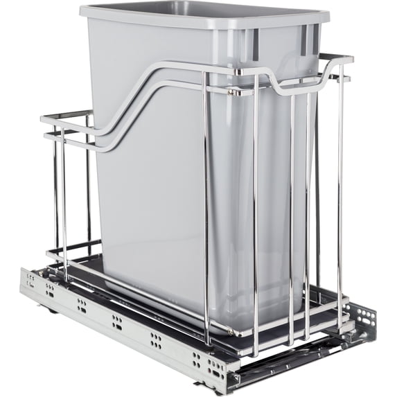 Hardware Resources Sws-Mbms35 12" Bottom Mount Single Bin Pull Out Trash Can - Grey
