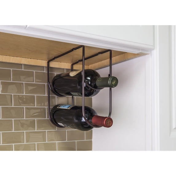 Hardware Resources Wbh-R 9-1/16" Tall 2 Bottle Under Mount Wine Storage Rack - Bronze