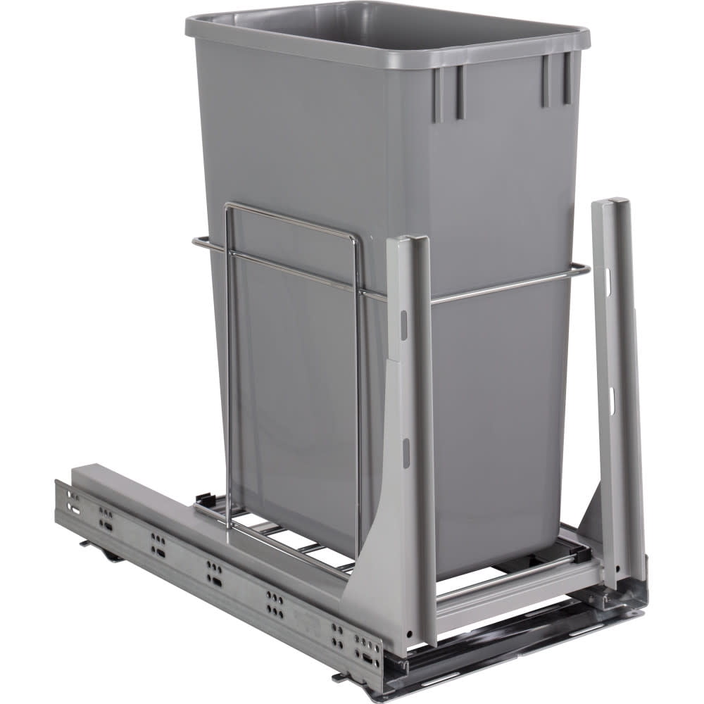 Gray Metal Pull-Out Trash Can with Soft-Close Slides