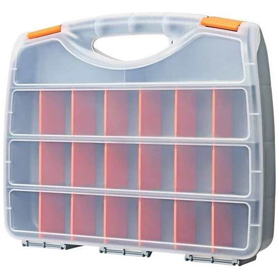 Hardware Storage Box With Handle And Clear Lid, 21 Removable Adjustable Compartments And 2 Fixed Sections, Ideal For Organizing Screws Nails Bolts And Small Parts
