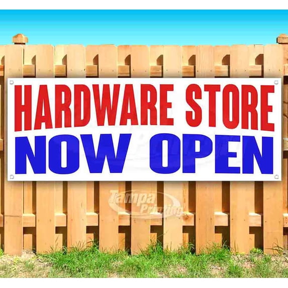 Hardware Store Now Open 13 oz Vinyl Banner With Metal Grommets