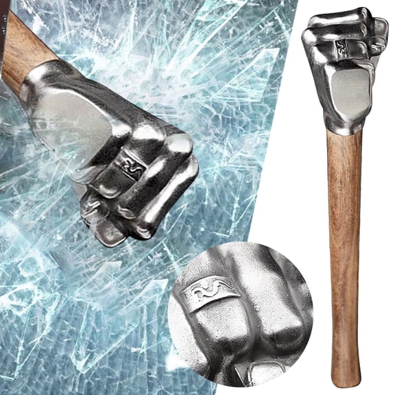 Hardware Tools Solid Hammer, Heavy Duty Solid For Outdoor Use, Durable Fist Design Wood Handle Construction Tool For Camping Car Emergency and DIY Projects