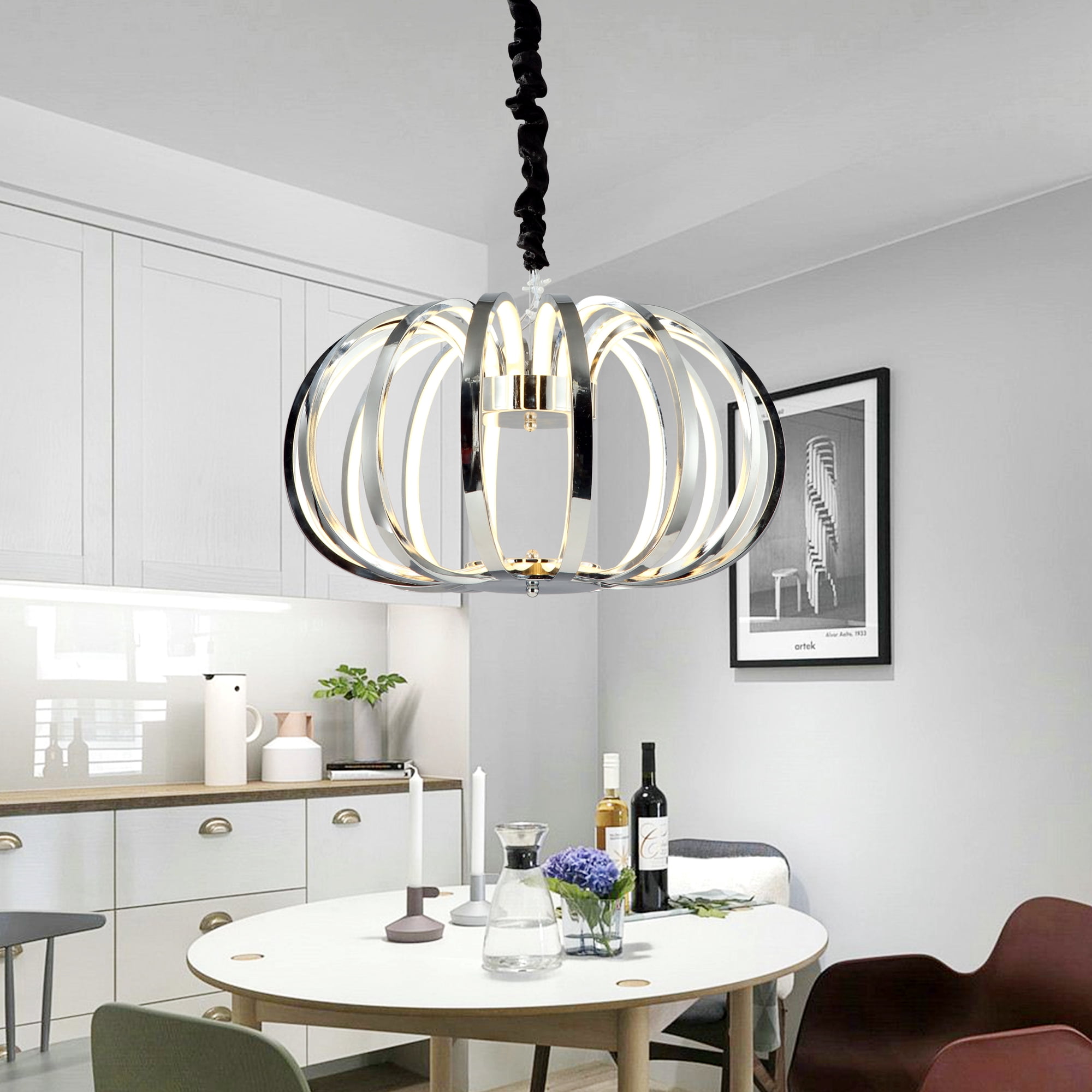 Hardwin Chrome 22-inch LED Pendant with Clear Shade (Adjustable Height)