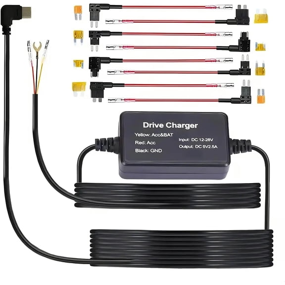 Hardwire Kit for  Cam with Acc Multi-Size, 24H Parking , Low  Protection, USB C Power Port for   Camera add a Circuit