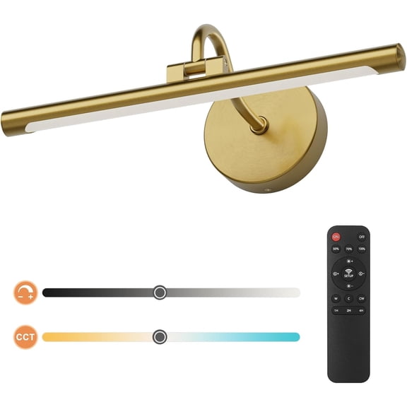 Hardwired Gold Picture Lights for Paintings - 15.7 inch 3CCT Dimmable Gallery Light LED Wall Art Lighting with Remote Control Display Artwork Lamps