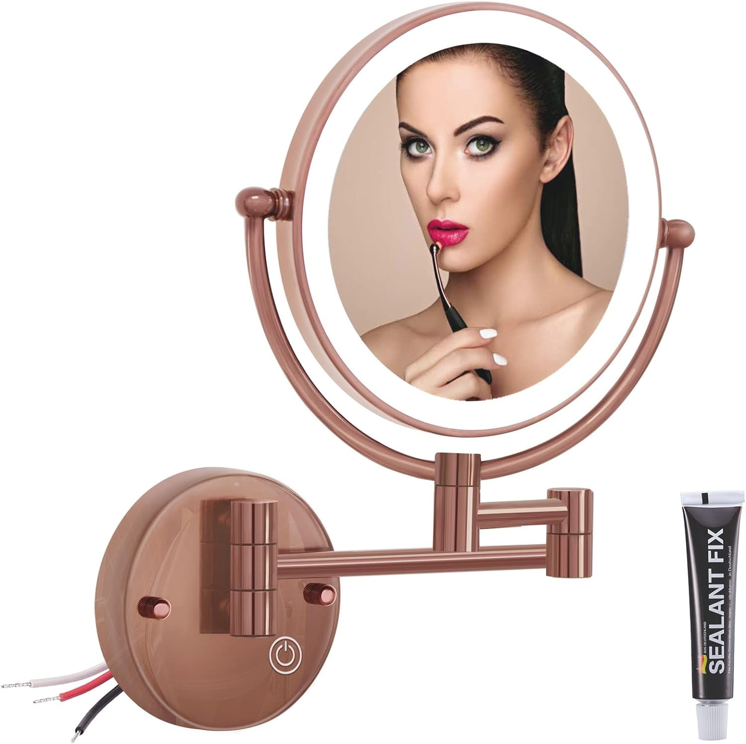 Hardwired Makeup Mirror Wall Mounted with Lights, Bathroom Magnifying Mirror Wall Mount, 1X/5X