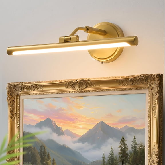 Hardwired Picture Lights For Wall, Led Art Light For Painting,Modern Metal Picture Frame Light ,Dimmable Poster Gallery Painting Bookshelf Portrait Lights For Pictures On Wall 6W 3CCT (Gold, 16in)