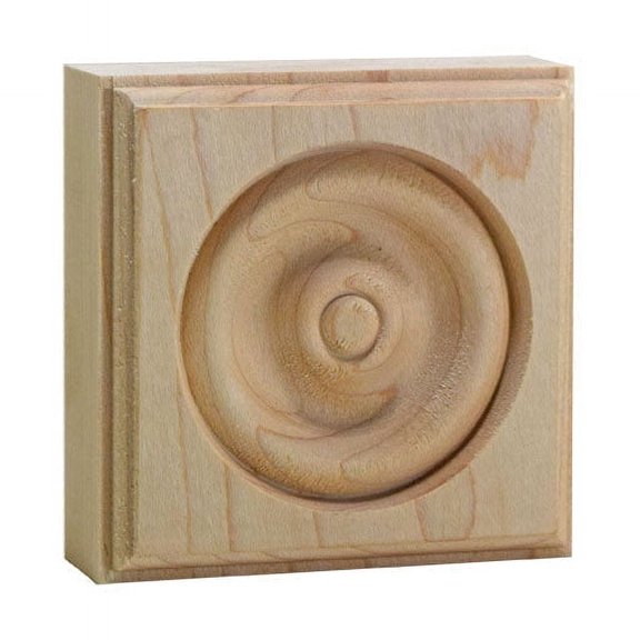 Hardwood Casing Corner Rosette Block 1" x 3" Square EWAP30, Maple