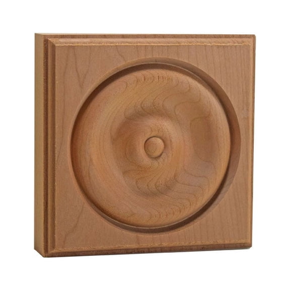 Hardwood Casing Corner Rosette Block 1" x 4" Square EWAP40, Cherry