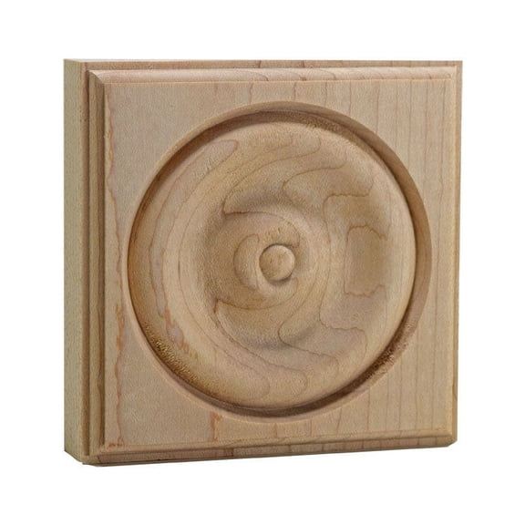 Hardwood Casing Corner Rosette Block 1" x 4" Square EWAP40, Maple