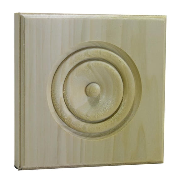 Hardwood Casing Corner Rosette Block 1" x 5-1/2" Square EWAP90, Poplar