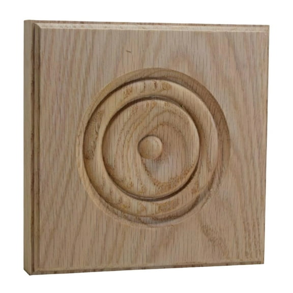 Hardwood Casing Corner Rosette Block 1" x 5-1/2" Square EWAP90, Red Oak