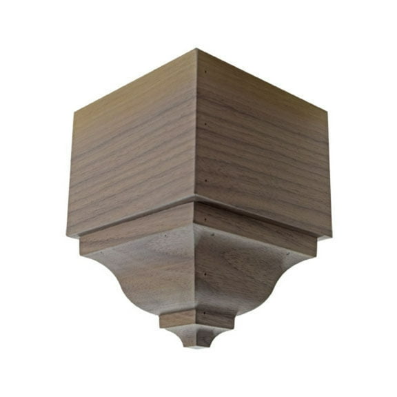 Hardwood Crown Moulding Outside Corner Block EWCR63, Walnut