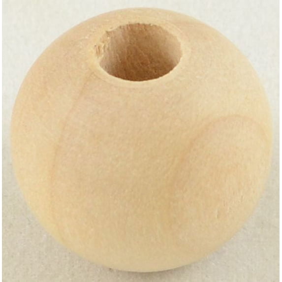 Hardwood Doll Head Bead 1.25 inch / Package of 10