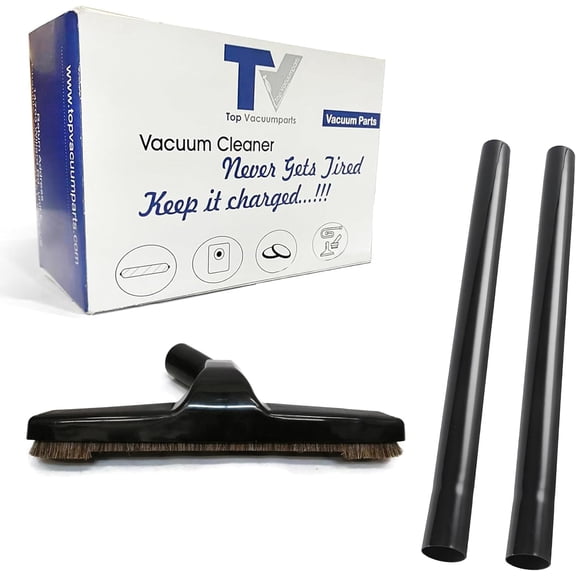 Hardwood Floor Brush 1 and 1/4 with Soft Bristles Universal Vacuum Cleaner Attachment 10 Wide With 1.25 Inch Diameter Extension Wands, 2-Piece Set Ideal for Extended Reach With 1.25 Inch Hoses