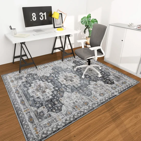 Hardwood Floor Office Chair Mat, 45"x60" Heavy-Duty Floor Protector, Gray
