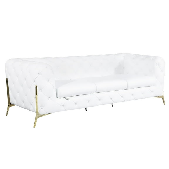 Hardwood Frame, Foam Filled / Attractive White Sofa for Bedroom Lounging