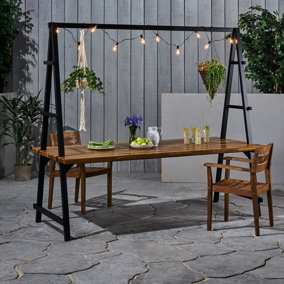 Hardwood Structure - Metal Bar for Plant Arrangement - Outdoor Party - Impressive Dining Table