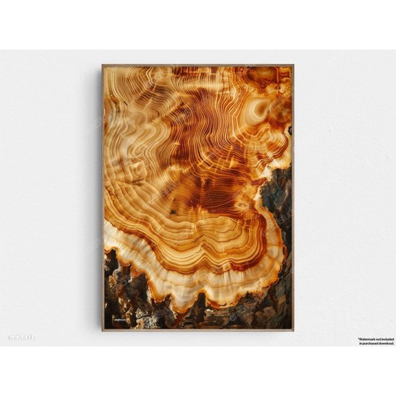 Hardwood Tree Rings Mid Century Living Room Home Decor Wall Art