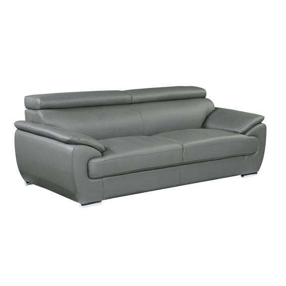 Reinforced corner blocks, gray leather | Suitable for office lounges, offers durability