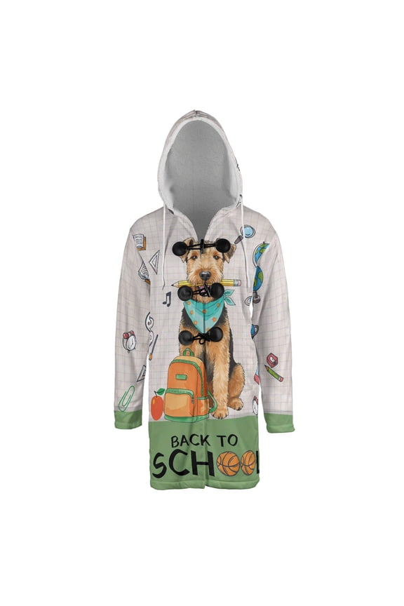 Hardworking Airedale Terrier Ready Back to School New Year Classes All Over Print 3D Hooded Duffle Toggle Coat Dale Waterside Dog Lover - 12011