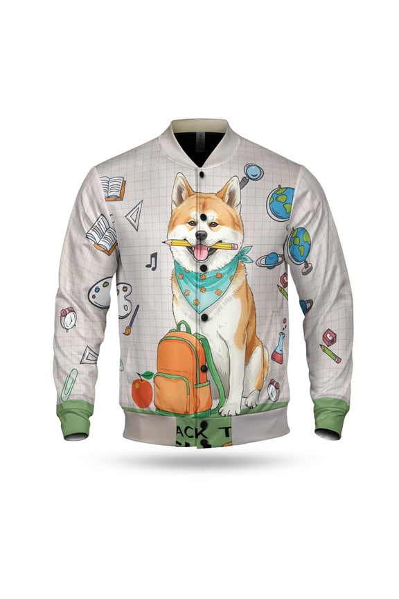 Hardworking Akita Ready Back to School New Year Classes All Over Print 3D Baseball Jacket Inu Dog Lover Bomber Jacket Softball - 12011