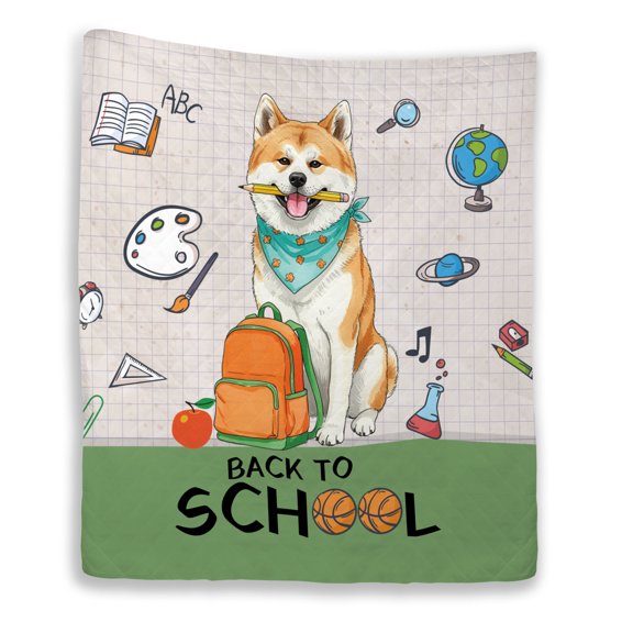 Hardworking Akita Ready Back to School New Year Classes Quilt Blanket Inu Dog Lover Cozy Comforter Throw Blanket - 12011