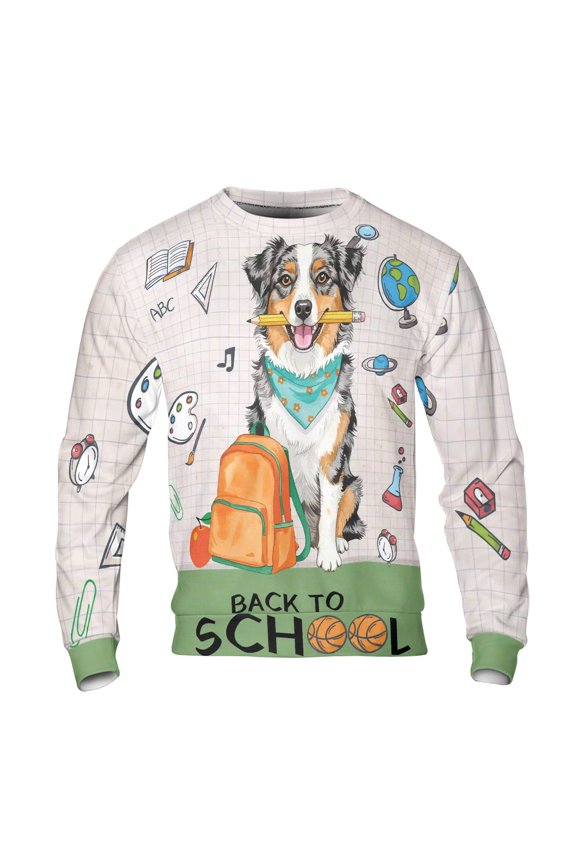 Hardworking Australian Shepherd Ready Back to School New Year Classes All Over Print 3D Sweatshirt Unisex Merch Aussie Dog Lover Gifts - 12011