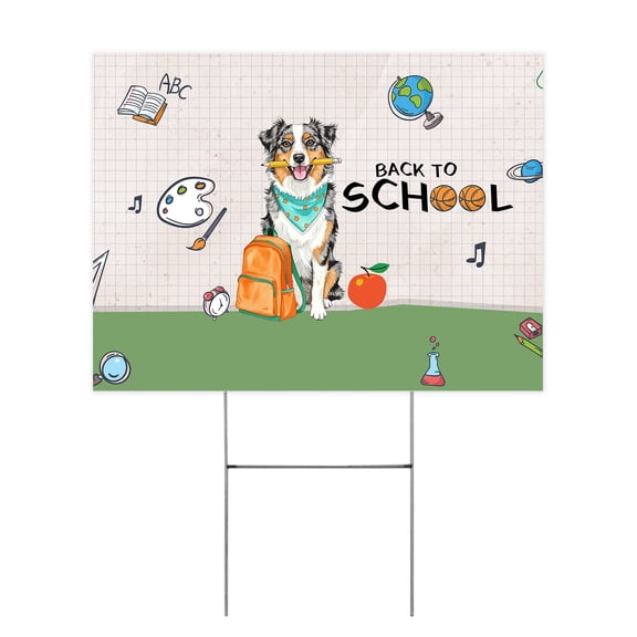 Hardworking Australian Shepherd Ready Back to School New Year Classes Yard Sign Aussie Dog Lover Gifts Outdoor Home Lawn Garden Porch Decor - 12011
