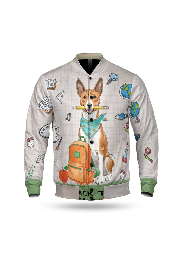 Hardworking Basenji Ready Back to School New Year Classes All Over Print 3D Baseball Jacket African Barkless Dog Lover Bomber Jacket Softball - 12011