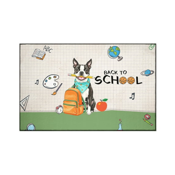 Hardworking Boston Terrier Ready Back to School New Year Classes Indoor Rug Gentleman Dog Lover Gifts Carpet Living Bed Room Sofa Home Decor - 12011
