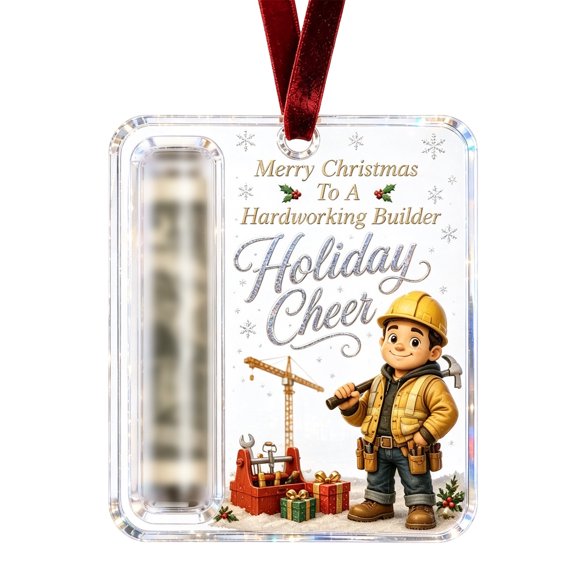 Hardworking Builder Christmas Ornament, Pattern A, 10 cm, Acrylic