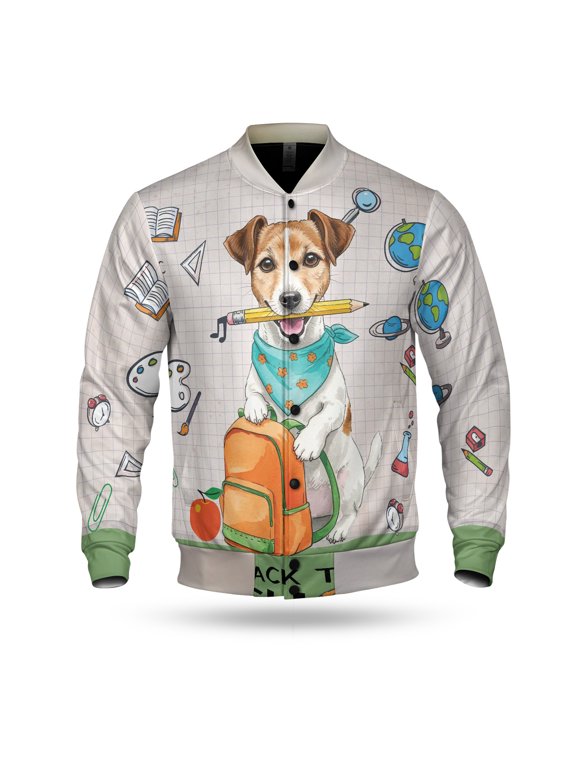 Hardworking Jack Russell Terrier Ready Back to School New Year Classes All Over Print 3D Baseball Jacket Parson Jack Dog Lover Bomber Jacket Softball - 12011