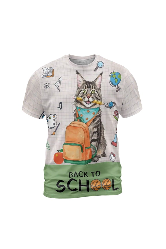 Hardworking Maine Coon Ready Back to School New Year Classes All Over Print 3D Shirt Unisex Merch Cat Lover Kitten Owner Gifts - 12011