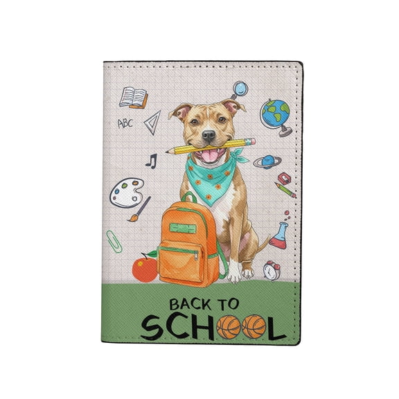 Hardworking Pitbull Ready Back to School New Year Classes Travel Passport Wallet Terrier Dog Lover PU Leather Passport Holder Cover - 12011
